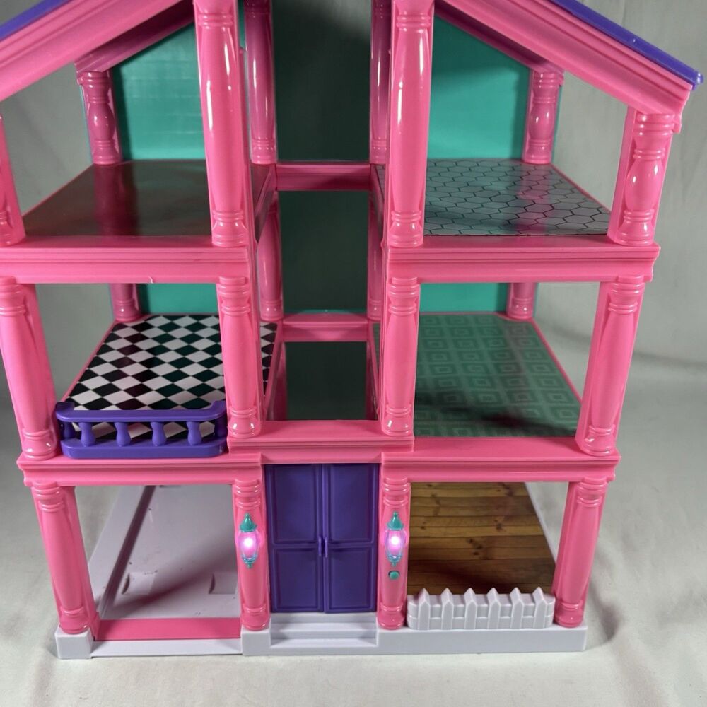 Pink Purple Plastic Dollhouse 2-Story Playset Kid Connection Style